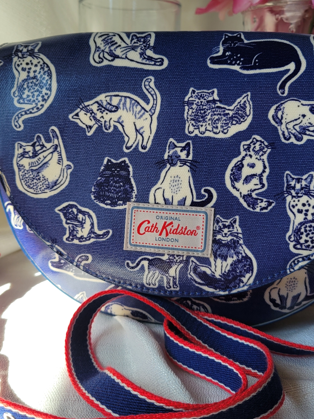 Cath Kidston Coated Canvas Navy Cat Print Crossbody Bag - Picture 2 of 7